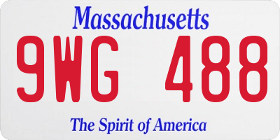 MA license plate 9WG488