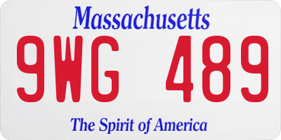 MA license plate 9WG489