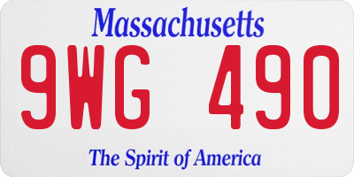 MA license plate 9WG490