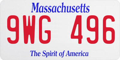MA license plate 9WG496