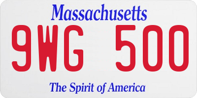 MA license plate 9WG500