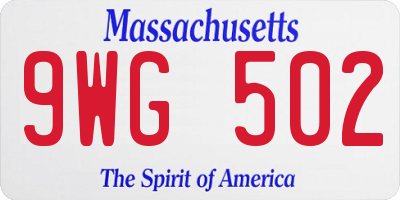 MA license plate 9WG502