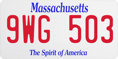 MA license plate 9WG503