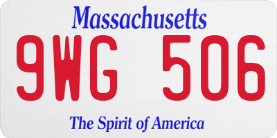 MA license plate 9WG506