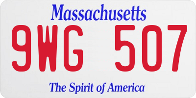 MA license plate 9WG507