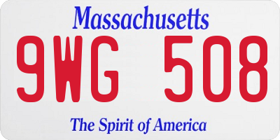 MA license plate 9WG508