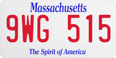 MA license plate 9WG515