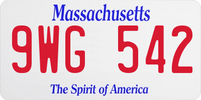 MA license plate 9WG542