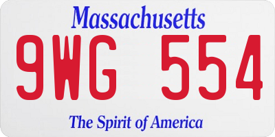 MA license plate 9WG554