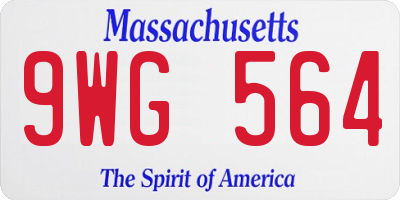 MA license plate 9WG564
