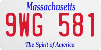MA license plate 9WG581