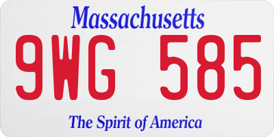 MA license plate 9WG585