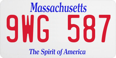 MA license plate 9WG587