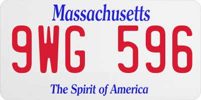 MA license plate 9WG596