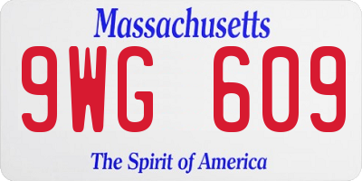 MA license plate 9WG609