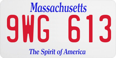 MA license plate 9WG613