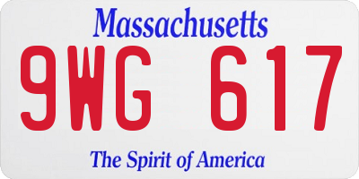 MA license plate 9WG617