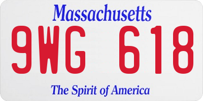 MA license plate 9WG618