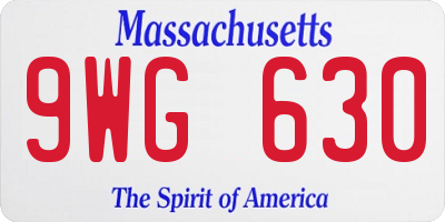 MA license plate 9WG630