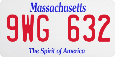 MA license plate 9WG632
