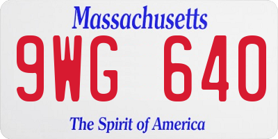 MA license plate 9WG640