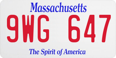 MA license plate 9WG647