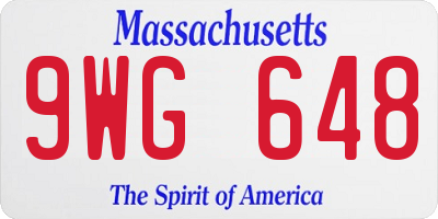 MA license plate 9WG648