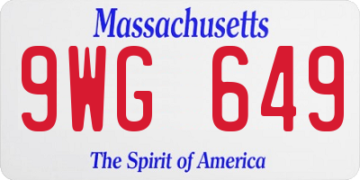MA license plate 9WG649