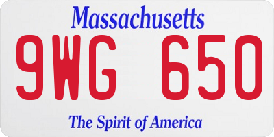 MA license plate 9WG650