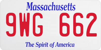 MA license plate 9WG662