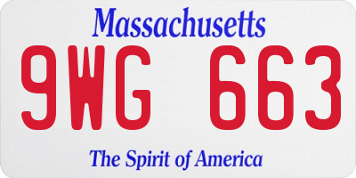 MA license plate 9WG663