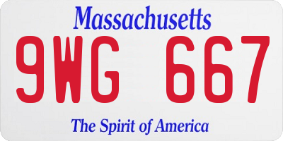 MA license plate 9WG667