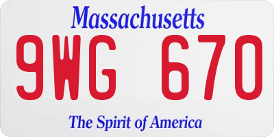 MA license plate 9WG670