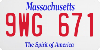 MA license plate 9WG671