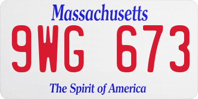 MA license plate 9WG673