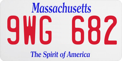 MA license plate 9WG682