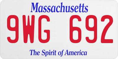 MA license plate 9WG692
