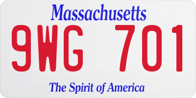 MA license plate 9WG701