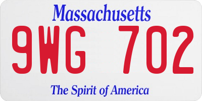 MA license plate 9WG702