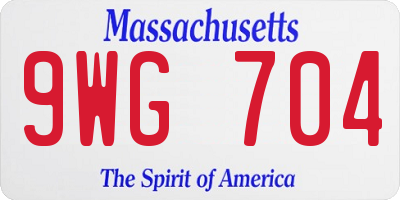 MA license plate 9WG704