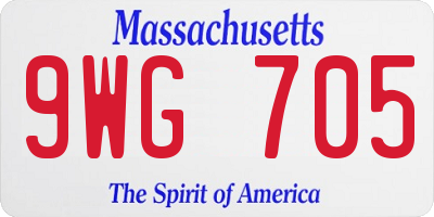 MA license plate 9WG705