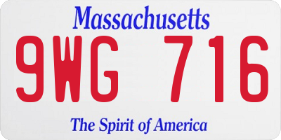 MA license plate 9WG716