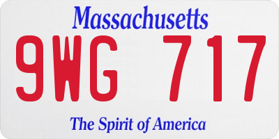MA license plate 9WG717