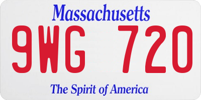 MA license plate 9WG720