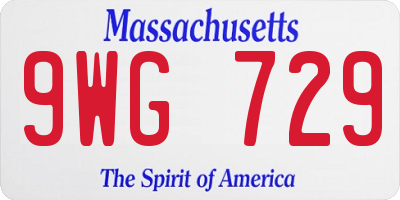 MA license plate 9WG729