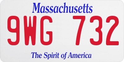 MA license plate 9WG732