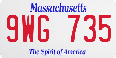 MA license plate 9WG735