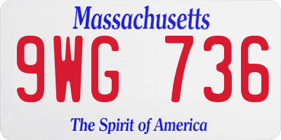 MA license plate 9WG736
