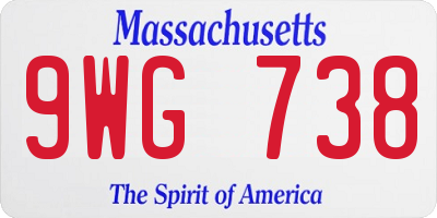 MA license plate 9WG738