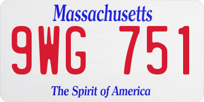 MA license plate 9WG751